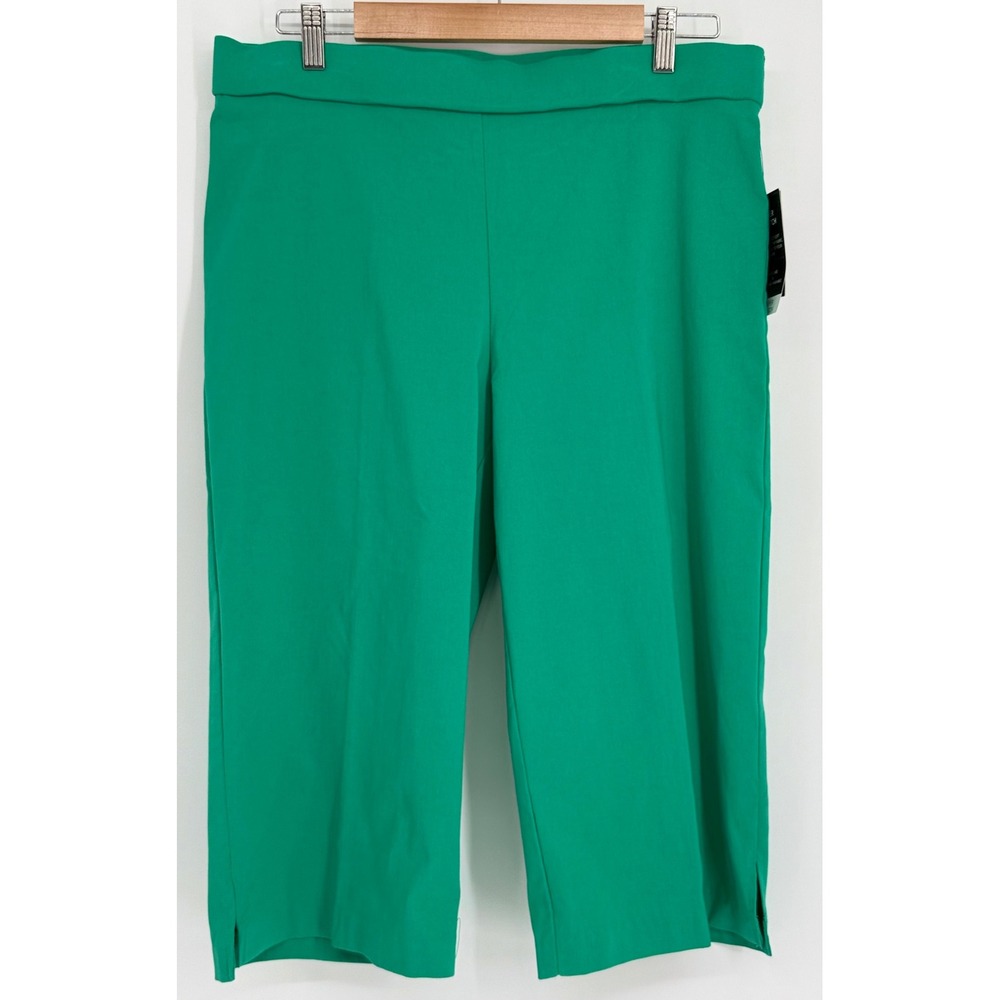Counterparts Womens Green Super Stretch Pull On Capri Pants Sz 14 NEW
